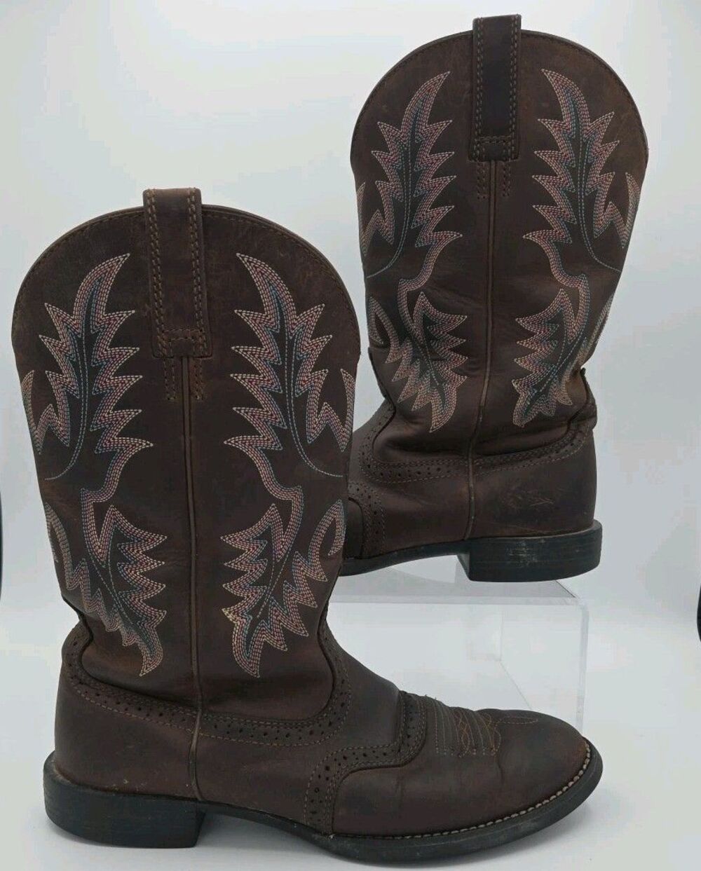 Ariat Women's Heritage Stockman Sassy Performance Brown Boots Round Toe Size 8.5